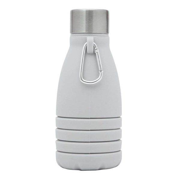 Obrázky: Šedá skládací silik. láhev s karabinou, 550ml, Obrázek 4