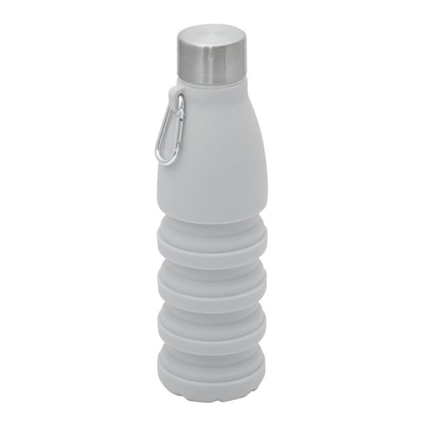 Obrázky: Šedá skládací silik. láhev s karabinou, 550ml, Obrázek 5