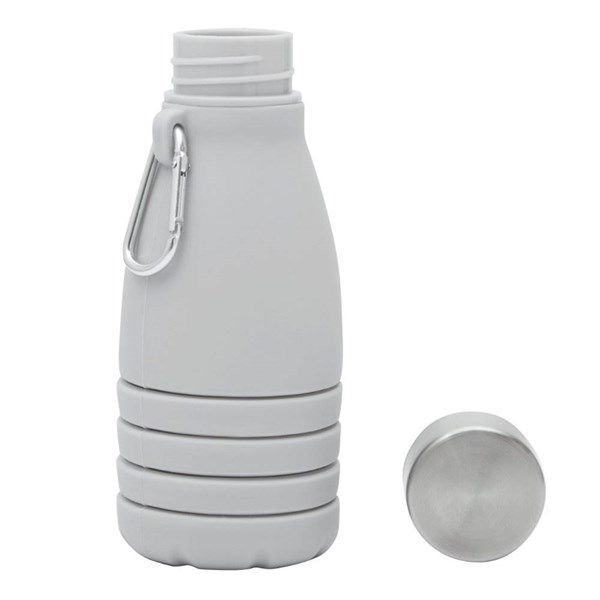Obrázky: Šedá skládací silik. láhev s karabinou, 550ml, Obrázek 6