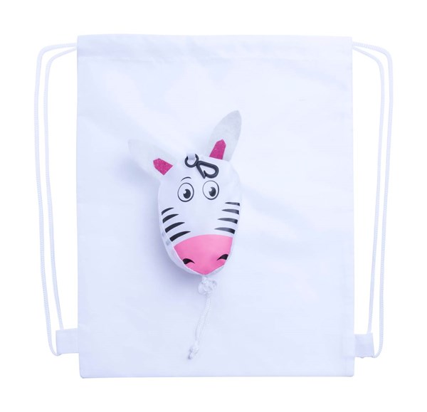 Obrázky: Bílý skládací batůžek s karabinou, zebra