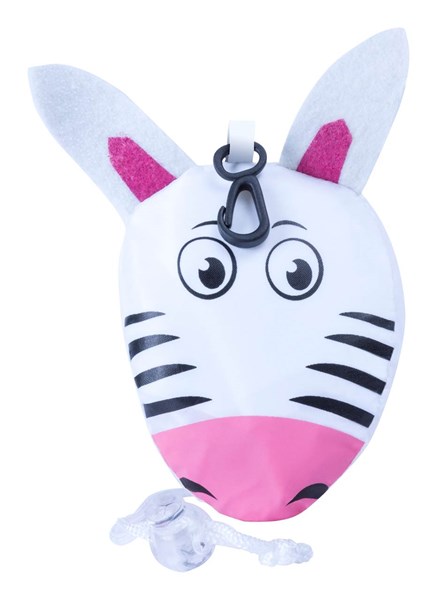 Obrázky: Bílý skládací batůžek s karabinou, zebra, Obrázek 2