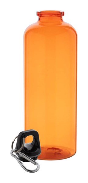 Obrázky: Oranžová RPET láhev s hliníkovou karabinou, 600ml, Obrázek 2