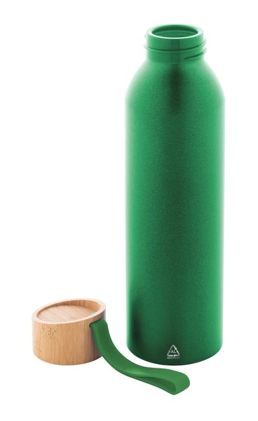 Obrázky: Zelená láhev 600ml, recyk. hliník a silik.poutko, Obrázek 2