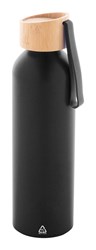 Obrázky: Černá láhev 600ml, recyk. hliník a silik.poutko
