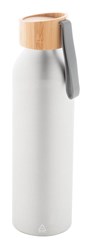Obrázky: Stříbrná láhev 600ml, recyk. hliník a silik.poutko