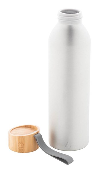 Obrázky: Stříbrná láhev 600ml, recyk. hliník a silik.poutko, Obrázek 2
