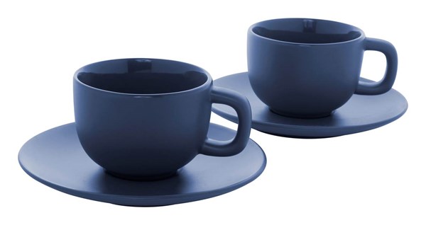 Obrázky: 2ks šálků 200ml s podšálkem na cappuccino, modré, Obrázek 2