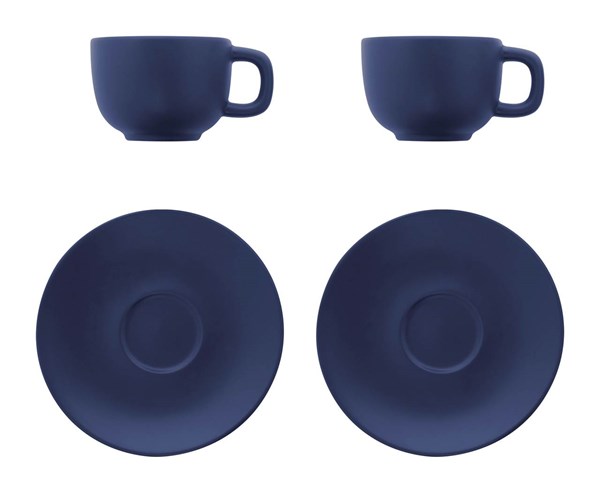 Obrázky: 2ks šálků 200ml s podšálkem na cappuccino, modré, Obrázek 3