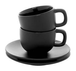 Obrázky: 2ks šálků 200ml s podšálkem na cappuccino, černé