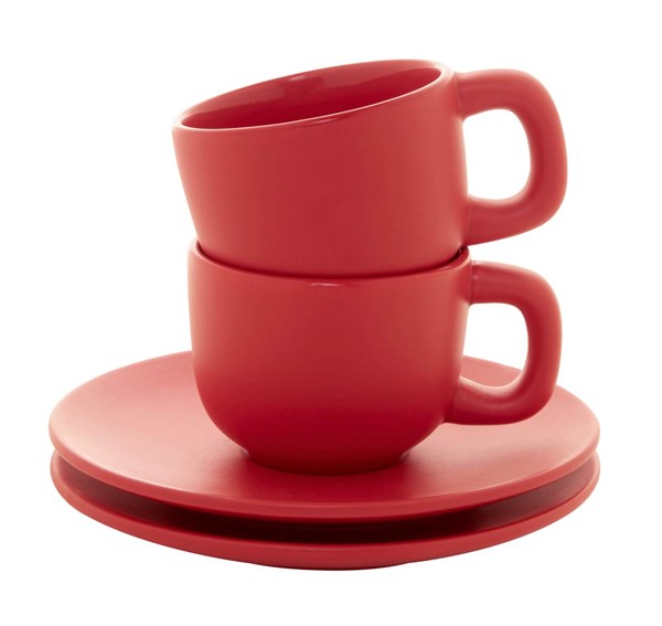 Obrázky: 2ks šálků 85ml s podšálkem na espresso, červené