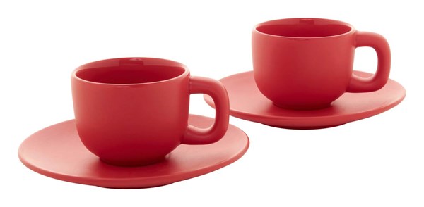 Obrázky: 2ks šálků 85ml s podšálkem na espresso, červené, Obrázek 2