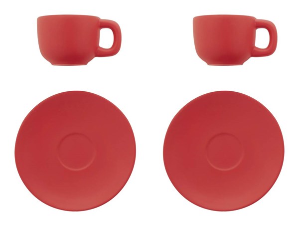 Obrázky: 2ks šálků 85ml s podšálkem na espresso, červené, Obrázek 3