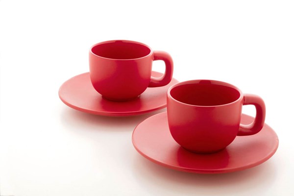Obrázky: 2ks šálků 85ml s podšálkem na espresso, červené, Obrázek 6