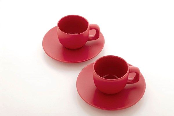 Obrázky: 2ks šálků 85ml s podšálkem na espresso, červené, Obrázek 7
