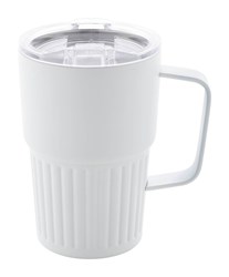Obrázky: Dvoustěnný termohrnek-recykl. nerez, víčko, bílá