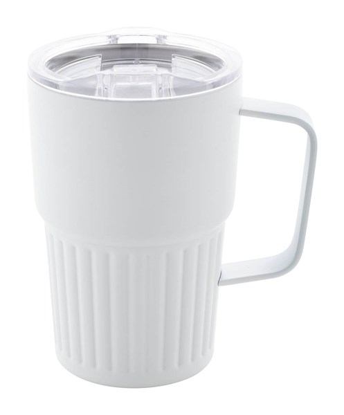Obrázky: Dvoustěnný termohrnek-recykl. nerez, víčko, bílá