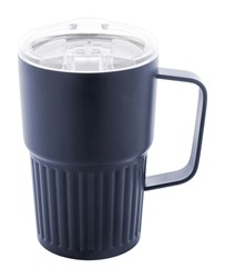 Obrázky: Dvoustěnný termohrnek-recykl. nerez, víčko, modrá
