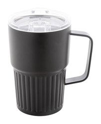 Obrázky: Dvoustěnný termohrnek-recykl. nerez, víčko, černá