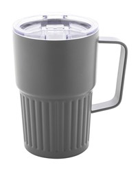Obrázky: Dvoustěnný termohrnek-recykl. nerez, víčko, šedá