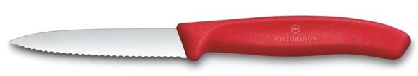 Obrázky: Červený pastel.nůž na zeleninu VICTORINOX,vlnky 8cm