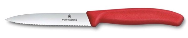 Obrázky: Červený pastel.nůž na zeleninu VICTORINOX,vlnky 10cm