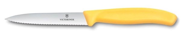 Obrázky: Žlutý pastel.nůž na zeleninu VICTORINOX,vlnky 10cm