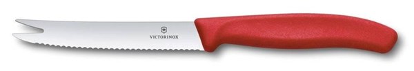 Obrázky: Červený pastel.nůž-sýr/uzeniny VICTORINOX,vlnky11cm