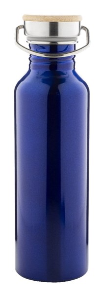 Obrázky: Modrá nerez. láhev 800ml s bambus. víčkem v krab.