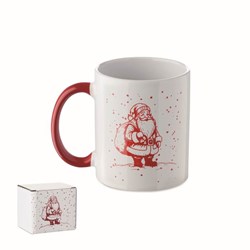 Obrázky: Vánoční ker. hrnek 300ml v krabičce, červ.Santa