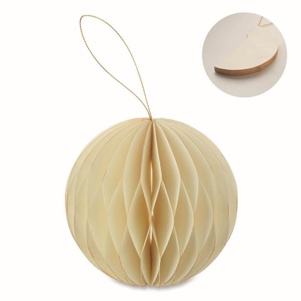 Obrázky: Skládací papírová vánoční koule, krémová