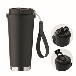 Obrázky: Termohrnek z rec. nerez 500ml a poutkem, černá