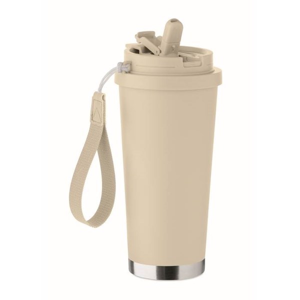 Obrázky: Termohrnek z rec. nerez 500ml a poutkem, béžová, Obrázek 2