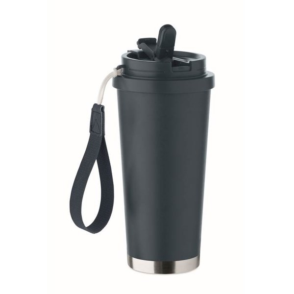 Obrázky: Termohrnek z rec. nerez 500ml a poutkem, fr. modrá, Obrázek 2