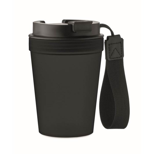 Obrázky: Jednostěnný hrnek 300 ml s PES poutkem, černá