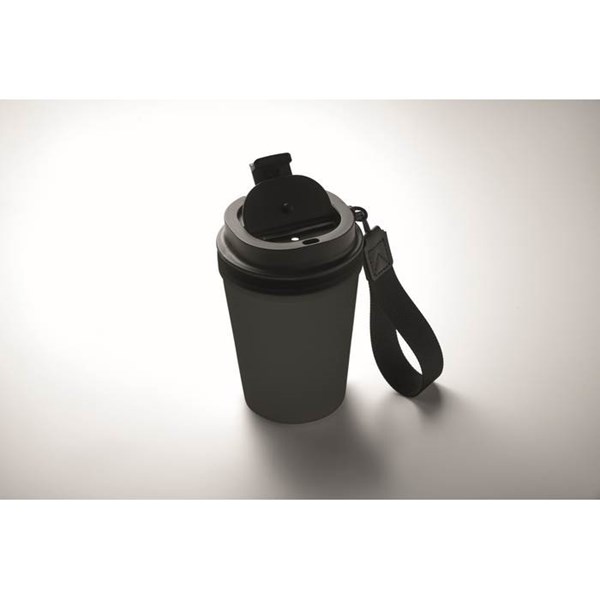 Obrázky: Jednostěnný hrnek 300 ml s PES poutkem, černá, Obrázek 2