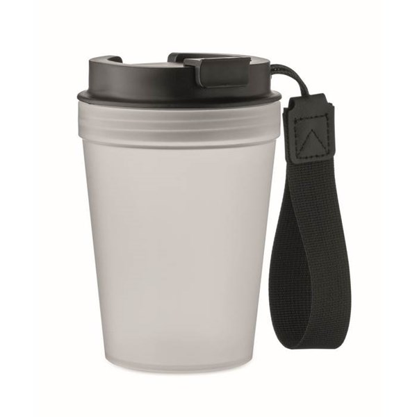 Obrázky: Jednostěnný hrnek 300 ml s PES poutkem, tran. bílá