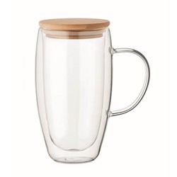 Obrázky: Dvojitý skleněný hrnek z boros. skla, 450ml, víčko