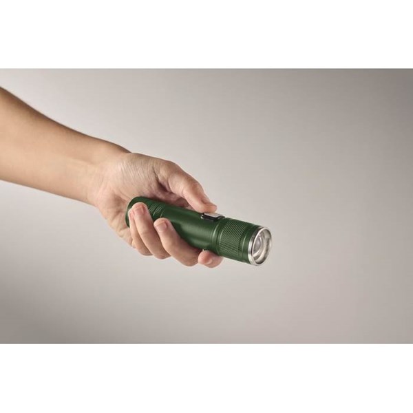 Obrázky: Dobíjecí COB svítilna z recykl. hliníku, zelená, Obrázek 4