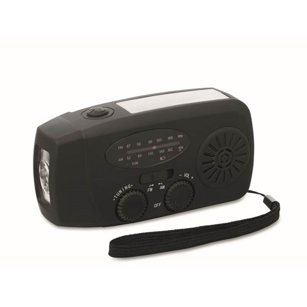 Obrázky: Přenosné rádio s LED svítilnou, černá