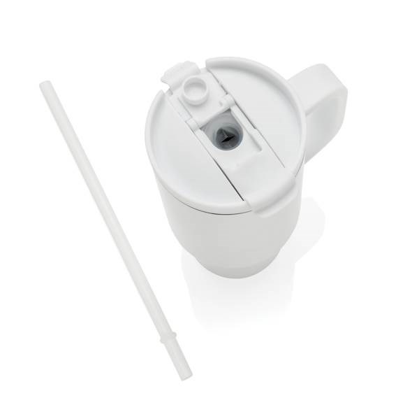 Obrázky: Bílý termohrnek s brčkem z recyklované oceli, Obrázek 3