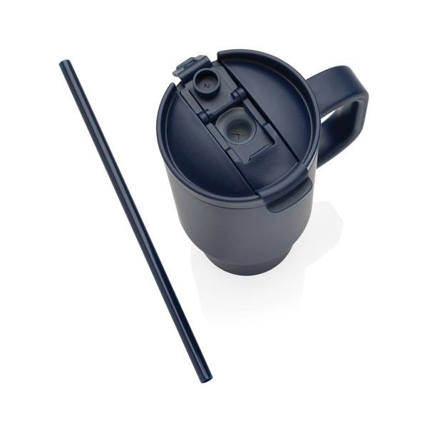 Obrázky: Modrý termohrnek s brčkem z recyklované oceli, Obrázek 3