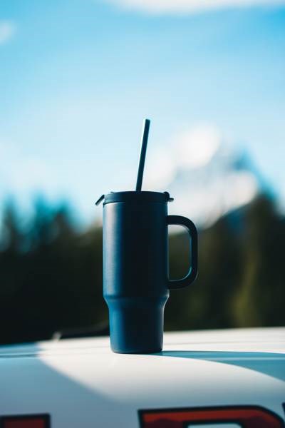 Obrázky: Modrý termohrnek s brčkem z recyklované oceli, Obrázek 8