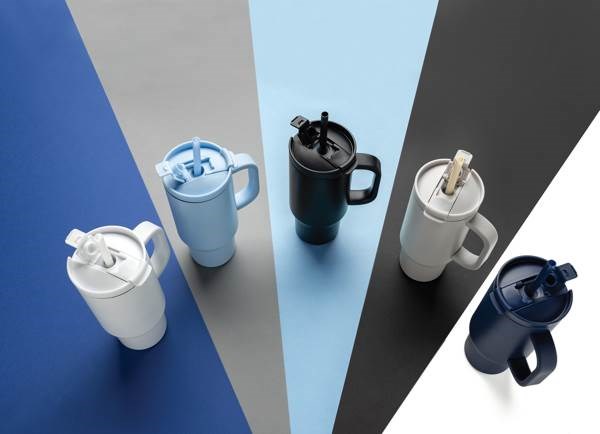 Obrázky: Modrý termohrnek s brčkem z recyklované oceli, Obrázek 9