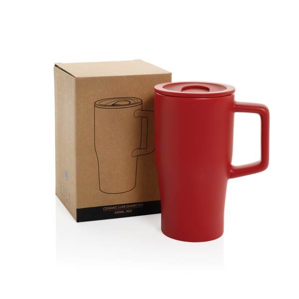 Obrázky: Keramický hrnek 490ml s rukojetí, červená, Obrázek 5