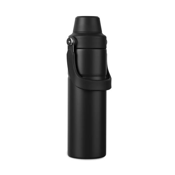 Obrázky: Termoska s držadlem 600 ml z recykl. oceli, černá, Obrázek 3