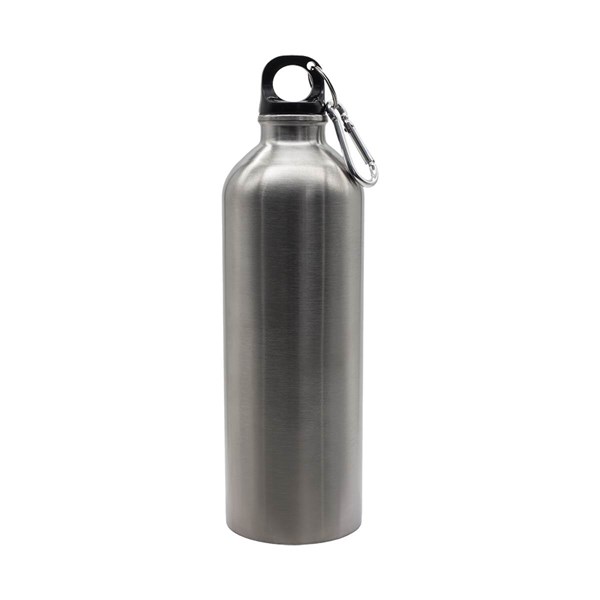 Obrázky: Láhev 800 ml z nerez oceli s karabinou, stříbrná