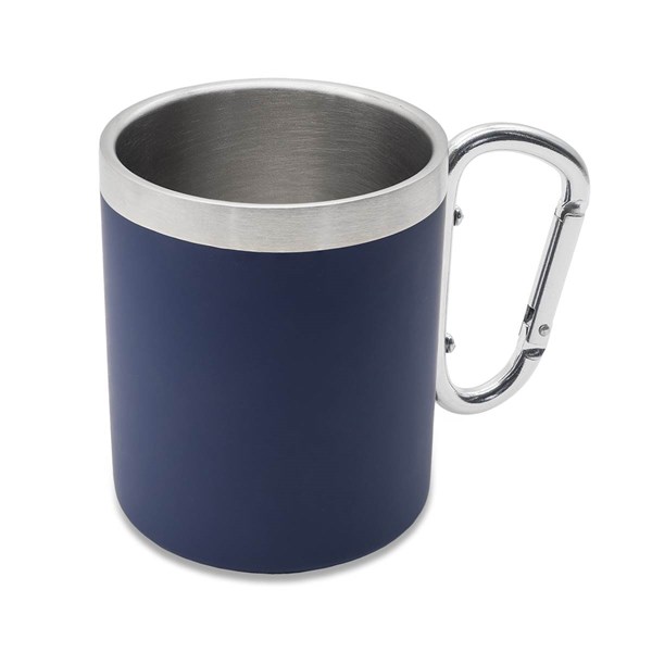 Obrázky: Tm.modrý termohrnek 300ml z nerez oceli s karabinou