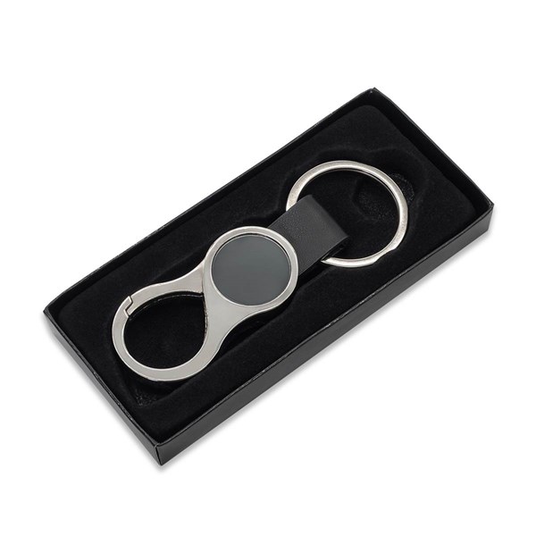 Obrázky: Elegantní přívěsek z kovu a PU s karabinou