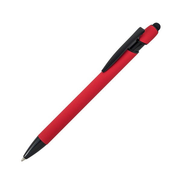 Obrázky: Červené pogum. hliník. pero s černými doplň.+stylus