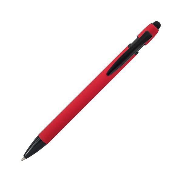 Obrázky: Červené pogum. hliník. pero s černými doplň.+stylus, Obrázek 2